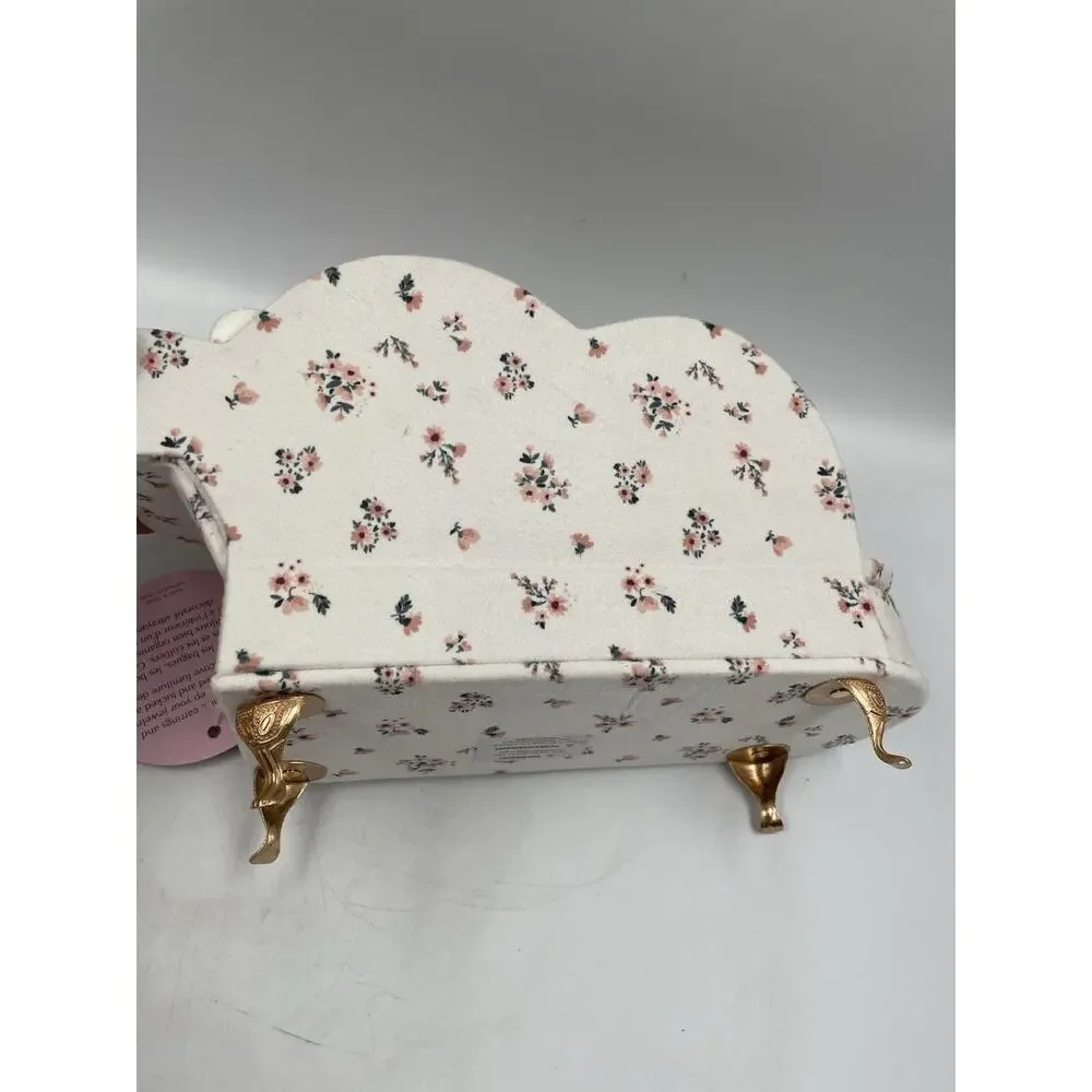 NWT Mini Floral Sofa Couch Chaise Jewelry Box Organizer 11”x6”